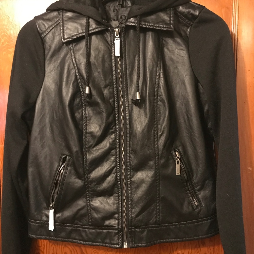 NEW Jr/Women J2 Faux Leather Jacket Detachable Hoo